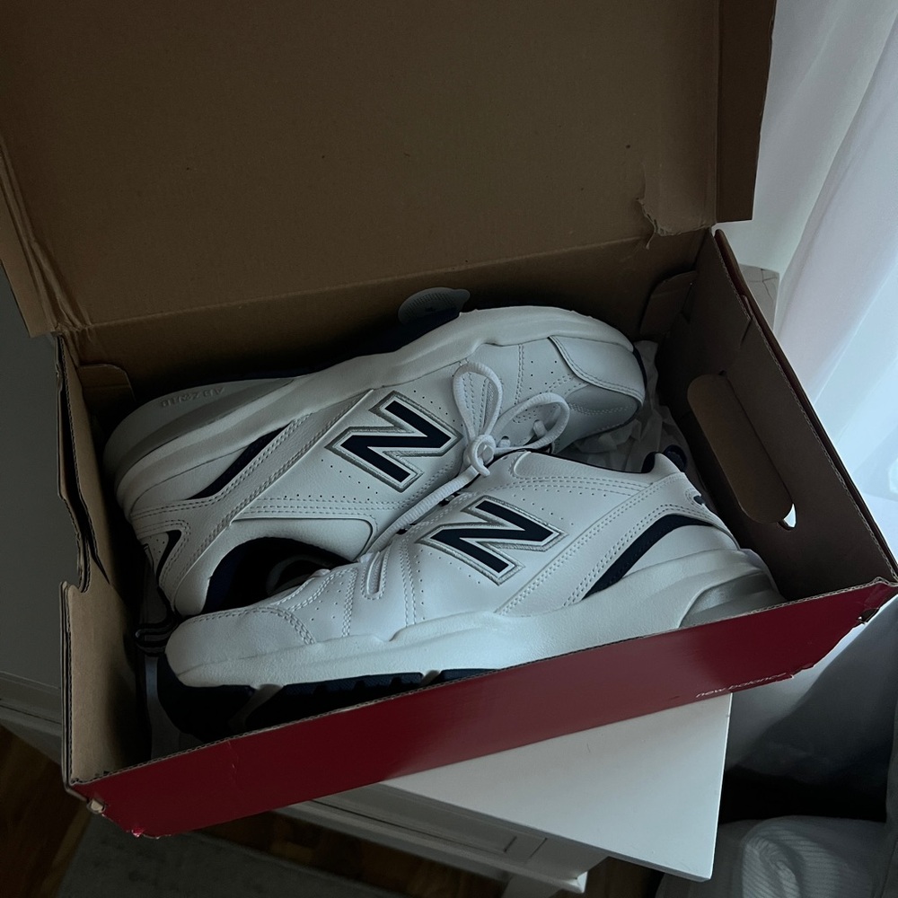 New Balance White and Blue Athletic Shoes